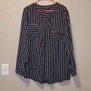 Roz & Ali Black and White Blouse 3x